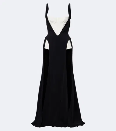 Mugler Re/edit Jeu De Paume Crêpe Gown In Black