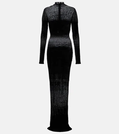 Mugler Semi-sheer Gown In Black