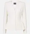 Mugler Womens  V-neck Cinched-waist Woven Jacket In White
