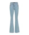 Mugler Rhinestone-embellished Flared Jeans In Blue