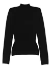 Mugler Ribbed High-neck Sweater In Black
