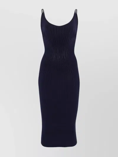 Mugler Sculpting Knit Dress In Blue
