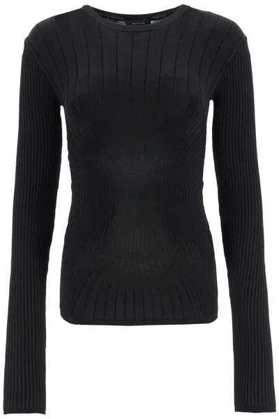 MUGLER RIBBED KNIT TOP WITH LONG SLEEVES