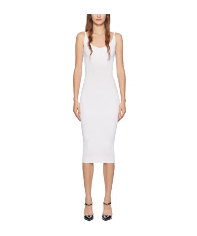 Mugler Ribbed Mididress In White