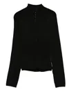 Mugler Ribbed Mock-neck Sweater In Black