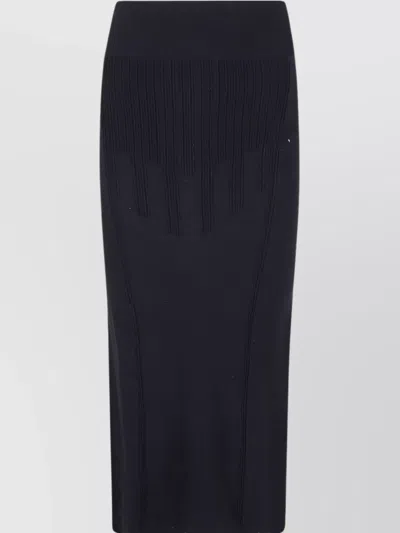 MUGLER RIBBED STRAPLESS FITTED MIDI DRESS