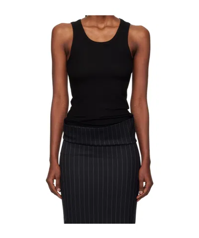 Mugler Ribbed Tank Top In Black
