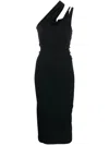 Mugler Crop Viscous Asymmetric Midi Dress In Black