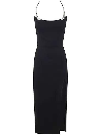 Mugler Ro1628 Midi Dress In Black