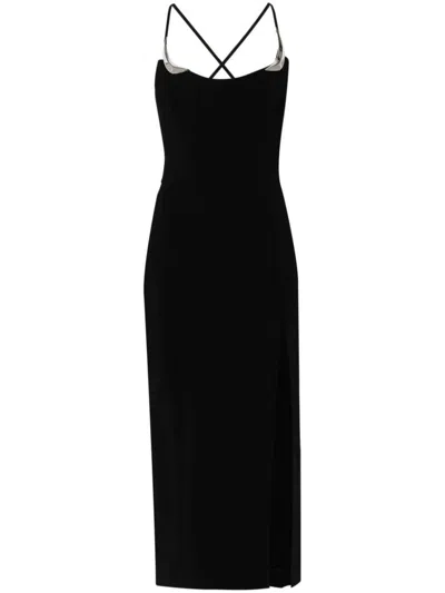 Mugler Ro1628 Midi Dress Clothing In Black