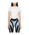 Mugler Zipped Cut-out Organic-cotton Bodysuit In White