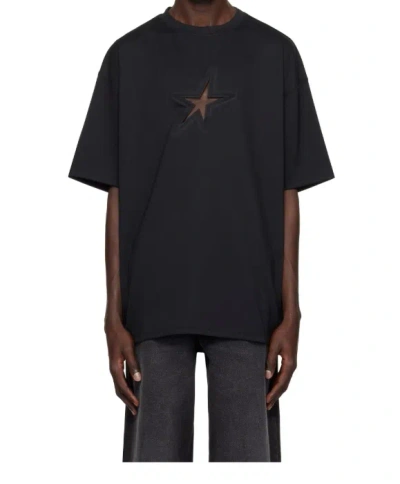 Mugler Round Neck Short Sleeve T-shirt In Black