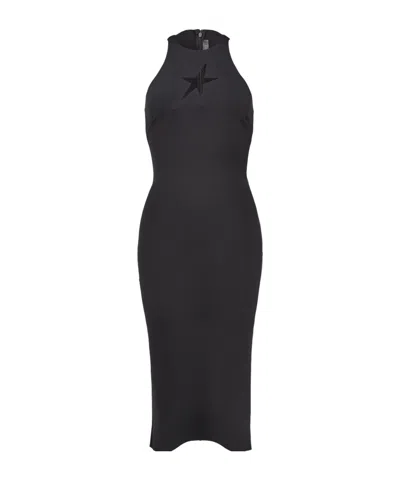 Mugler Black Star Sleeveless Midi Dress In 1999 Black