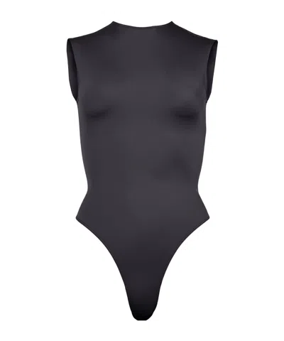 Mugler Round-neck Sleeveless Jumpsuit In Black