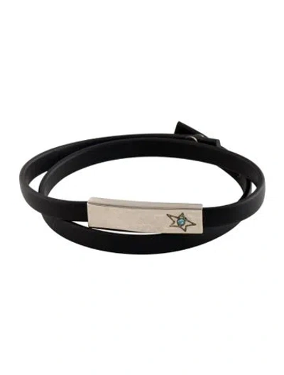Pre-owned Mugler Rubber & Crystal Wrap Bracelet In Black