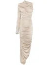 Mugler Asymmetrical Maxi Dress In Braun