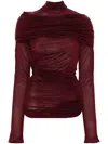 Mugler Ruched Top In Red
