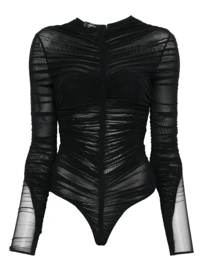 Mugler Ruched Mesh Bodysuit