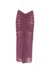 Mugler Ruched Mesh Maxi Skirt In Pink
