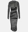 Mugler Black Sheer Midi Dress In Black