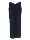 Mugler Black Ruched Mesh Midi Skirt In Black
