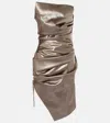Mugler Ruched Metallic Bustier Dress In Metallic