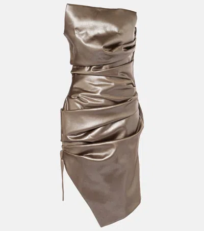 Mugler Ruched Metallic Bustier Dress