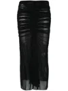 Mugler Ruched Midi Skirt In Black