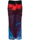 Mugler Ruched Midi Skirt In Blue