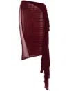 Mugler Ruched Midi Skirt In Red