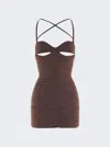 Mugler Ruched Mini Dress In Gold