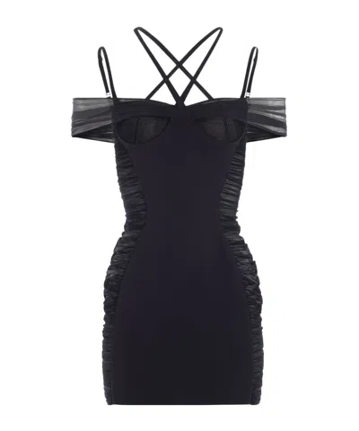 MUGLER MUGLER RUCHED HALTER MINI DRESS