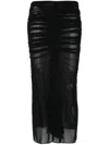 Mugler Ruched Midi Skirt In Schwarz