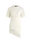 Mugler Pierced Draped T-shirt Dress In Off White