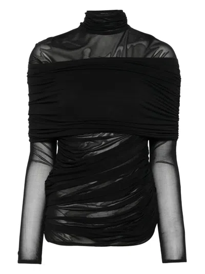 Mugler Ruched Top In Black