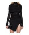 Mugler Black Ruched Turtleneck In Black
