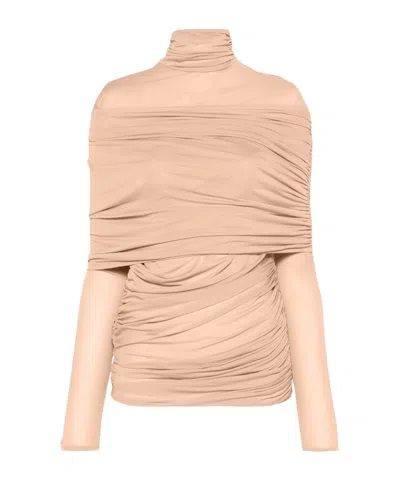 MUGLER MUGLER DRAPED LONG SLEEVE TOP
