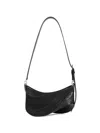 Mugler Spiral Curve Medium Leather And Quilted Denim Shoulder Bag In Black