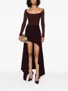 Mugler Ruffled Asymmetric Skirt In Burgundy