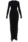 Mugler Ruched Maxi Pencil Dress In Black (black)