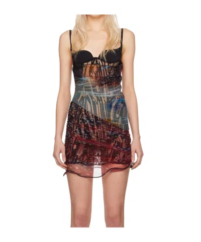 Mugler Ruffled Printed Mini Dress In Multicolor