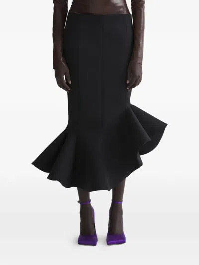 Mugler Ruffled Skirt In Black
