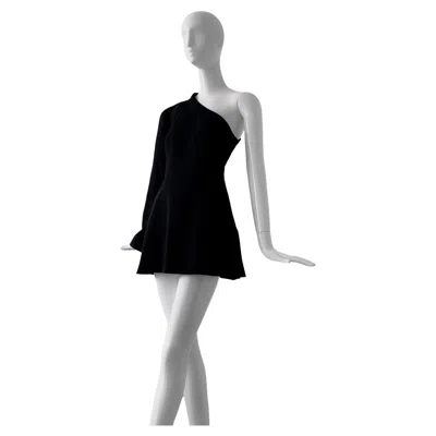 Pre-owned Mugler Runway  Fw 2000 Collection Black Tunic Dress Asymmetric Shoulder Removable