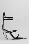 Mugler Fang Pointed-toe Ankle-strap Sandals In Black