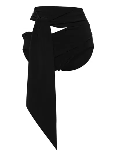 Mugler Sash-detail Bikini Bottoms In Schwarz