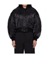 Mugler Satin Bomber Jacket In Black