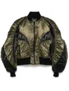 Mugler Satin Bomber Jacket In Military/black