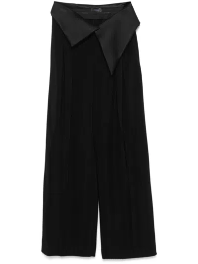 Mugler Satin-cummerbund Trousers In 黑色