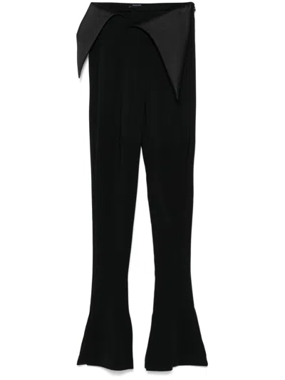 MUGLER SATIN-WAISTBAND FLARED TROUSERS