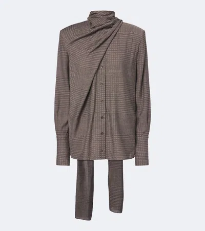 Mugler Scarf-detail Blouse In Brown